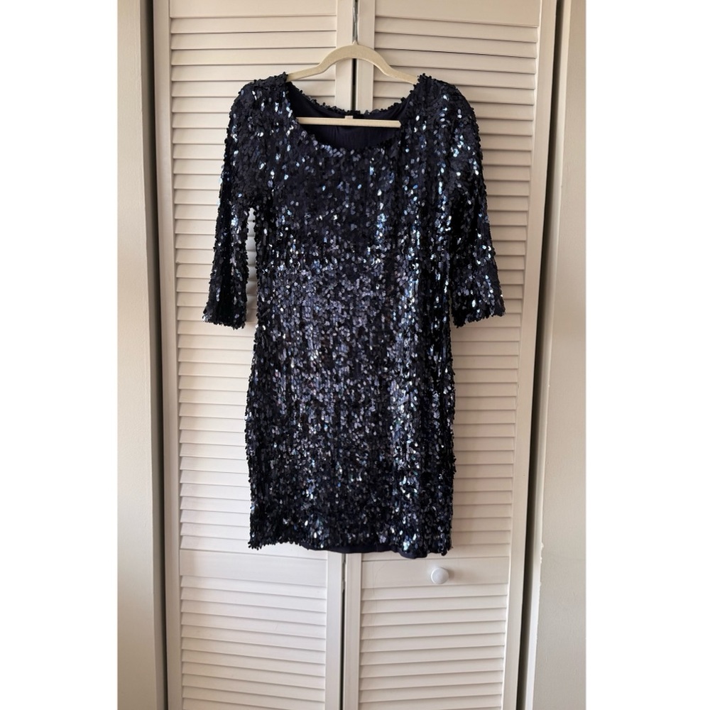 BB Dakota Sparkling Navy Sequin Mini Dress - Picture 3 of 11